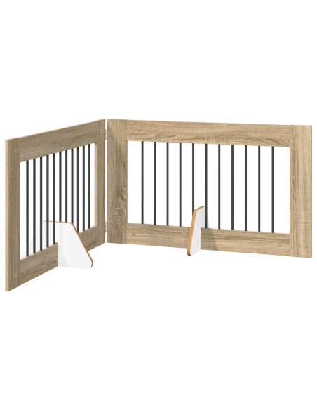 Cancello per cani con supporti 2 pcs Rovere Sonoma 100 x 60 cm