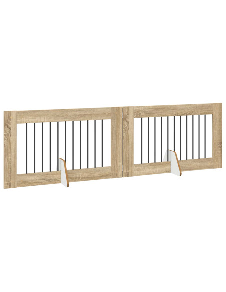 Cancello per cani con supporti 2 pcs Rovere Sonoma 100 x 60 cm