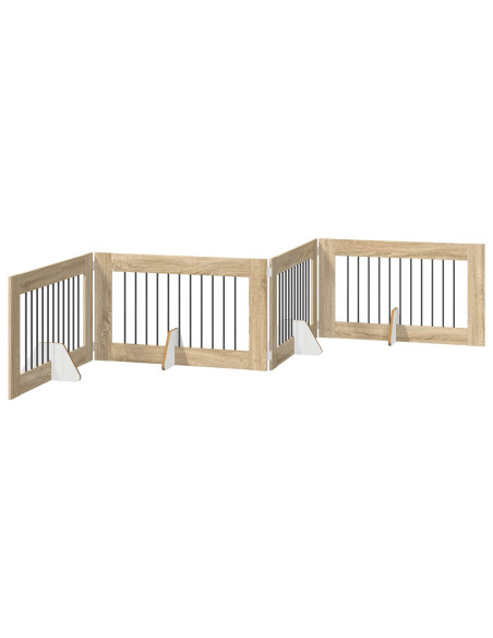 Cancello per cani con supporti 4 pcs Rovere Sonoma 100 x 60 cm