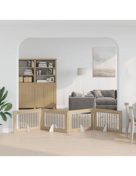Cancello per cani con supporti 4 pcs Rovere Sonoma 100 x 60 cm