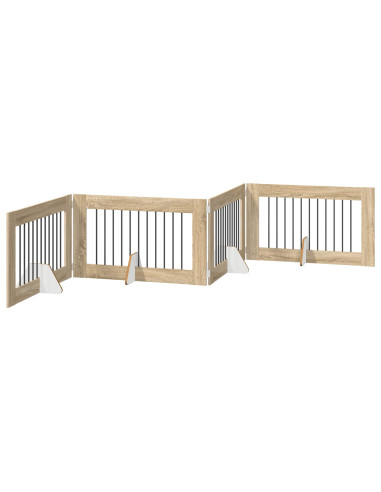 Cancello per cani con supporti 4 pcs Rovere Sonoma 100 x 60 cm