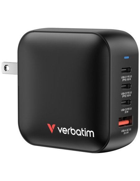 VERBATIM MINI CARICATORE DA MURO 4 PORTE 100W