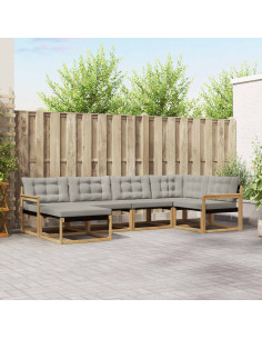 Set di divani da esterno 6 pcs Bianco e Grigio Chiaro