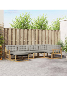 Set di divani da esterno 6 pcs Bianco e Grigio Chiaro