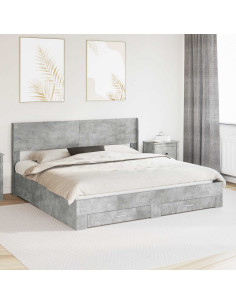 Struttura del letto con stoccaggio e testata Grigio Cemento