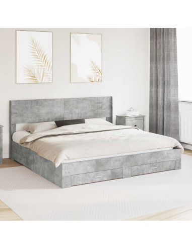 Struttura del letto con stoccaggio e testata Grigio Cemento