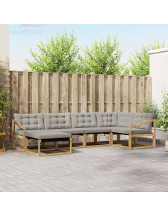 Set di divani da esterno 6 pcs Bianco e Grigio Chiaro