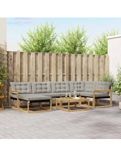 Set di divani da esterno 7 pcs Bianco e Grigio Chiaro