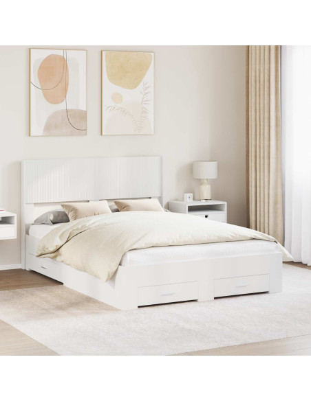 Struttura del letto con stoccaggio e testata Bianco