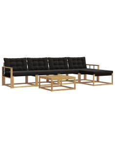 Set di divani da esterno 6 pcs Bianco e Nero 2