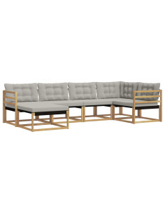 Set di divani da esterno 6 pcs Bianco e Grigio Chiaro 2