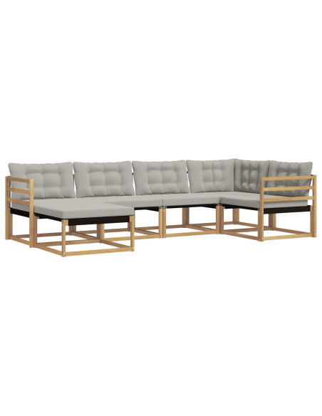 Set di divani da esterno 6 pcs Bianco e Grigio Chiaro