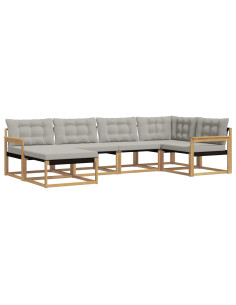 Set di divani da esterno 6 pcs Bianco e Grigio Chiaro 2