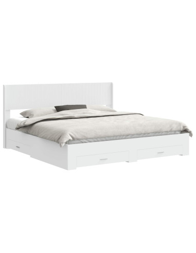 Struttura del letto con stoccaggio e testata Bianco