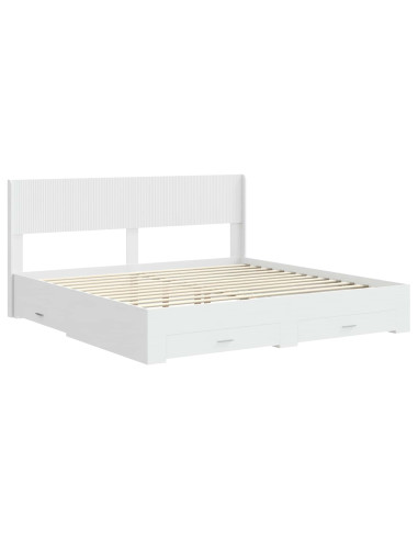 Struttura del letto con stoccaggio e testata Bianco