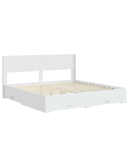 Struttura del letto con stoccaggio e testata Bianco
