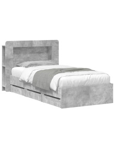 Telaio del letto con storage Grigio Cemento 90 x 190 cm