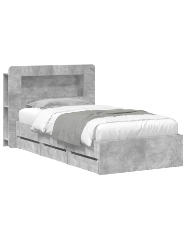 Telaio del letto con storage Grigio Cemento 90 x 190 cm