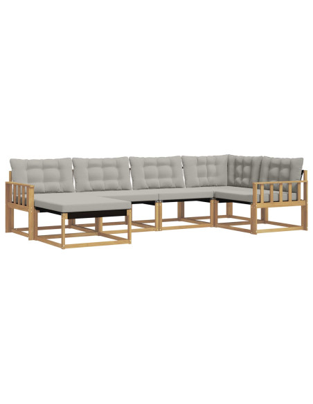 Set di divani da esterno 6 pcs Bianco e Grigio Chiaro