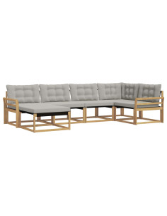 Set di divani da esterno 6 pcs Bianco e Grigio Chiaro 2