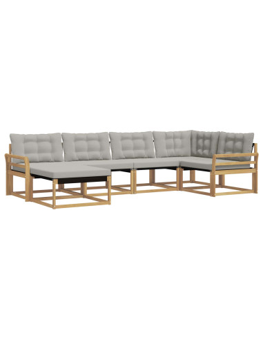 Set di divani da esterno 6 pcs Bianco e Grigio Chiaro
