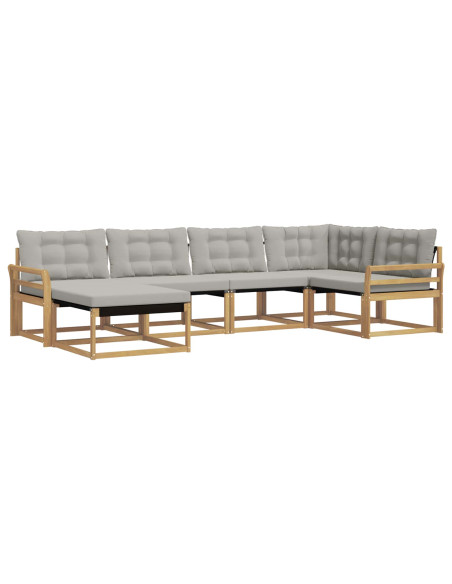 Set di divani da esterno 6 pcs Bianco e Grigio Chiaro