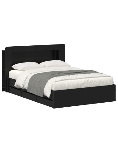 Telaio del letto con storage con testiera Nero 150 x 200 cm