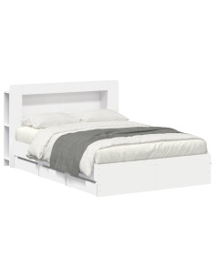 Telaio del letto con storage con testiera Bianco 150 x 200 cm