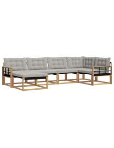 Set di divani da esterno 6 pcs Bianco e Grigio Chiaro 2