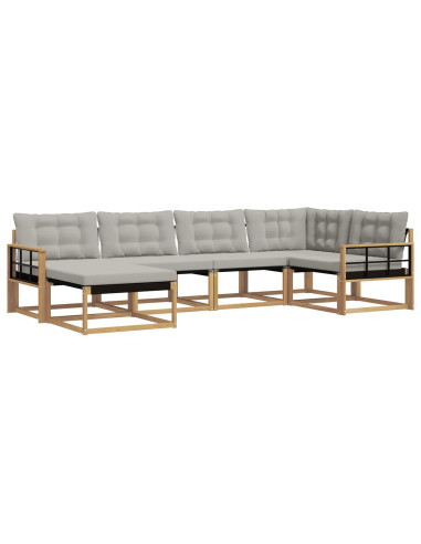Set di divani da esterno 6 pcs Bianco e Grigio Chiaro