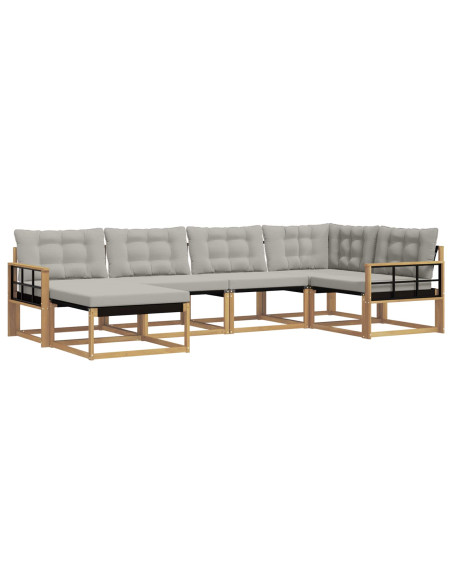 Set di divani da esterno 6 pcs Bianco e Grigio Chiaro