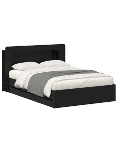 Telaio del letto con storage con testiera Nero 160 x 200 cm