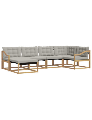 Set di divani da esterno 6 pcs Bianco e Grigio Chiaro
