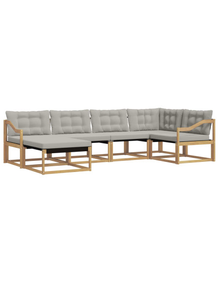 Set di divani da esterno 6 pcs Bianco e Grigio Chiaro