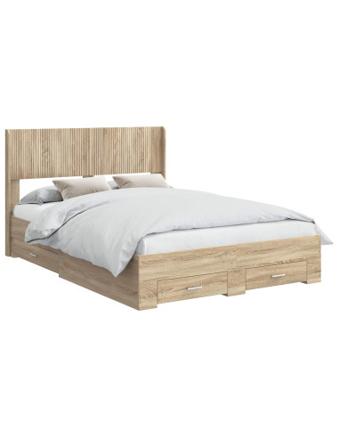 Struttura del letto con stoccaggio e testata Rovere Sonoma