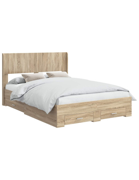 Struttura del letto con stoccaggio e testata Rovere Sonoma