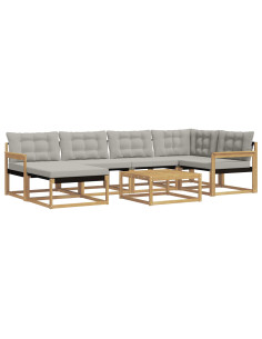 Set di divani da esterno 7 pcs Bianco e Grigio Chiaro 2