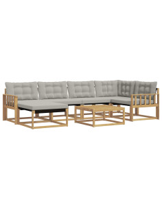 Set di divani da esterno 7 pcs Bianco e Grigio Chiaro 2