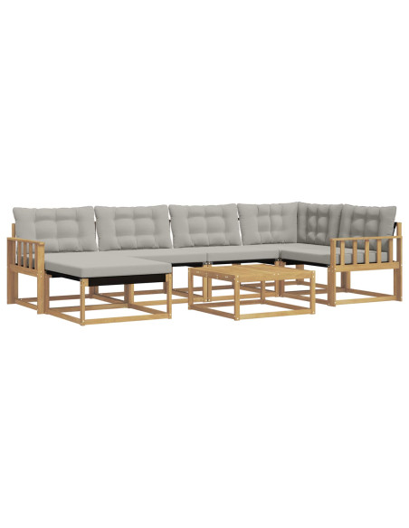 Set di divani da esterno 7 pcs Bianco e Grigio Chiaro