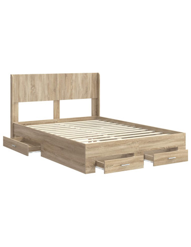 Struttura del letto con stoccaggio e testata Rovere Sonoma