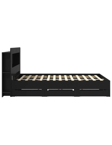 Telaio del letto con storage con testiera Nero 150 x 200 cm