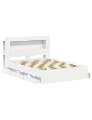 Telaio del letto con storage con testiera Bianco 150 x 200 cm