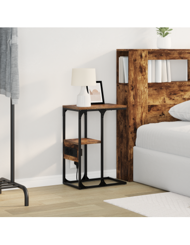 Armadio da Notte con cassetto Rovere fumo 41.5 x 26 x 60.5 cm