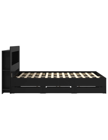 Telaio del letto con storage con testiera Nero 160 x 200 cm