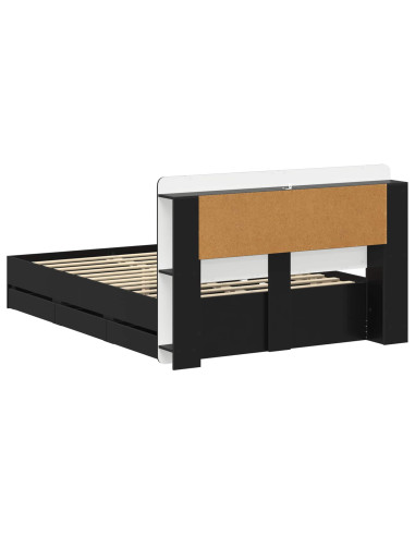 Telaio del letto con storage con testiera Nero 160 x 200 cm