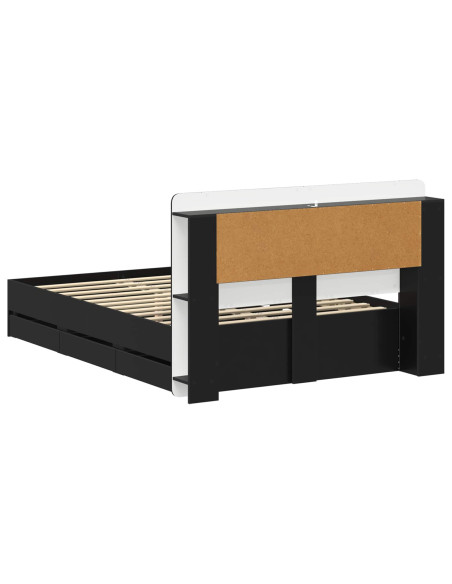 Telaio del letto con storage con testiera Nero 160 x 200 cm