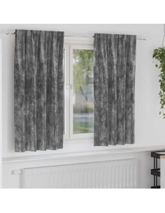 Tende in Velluto con tende 2 pcs Grigio 175 x 140 cm Velluto
