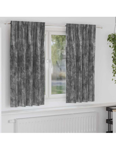 Tende in Velluto con tende 2 pcs Grigio 175 x 140 cm Velluto