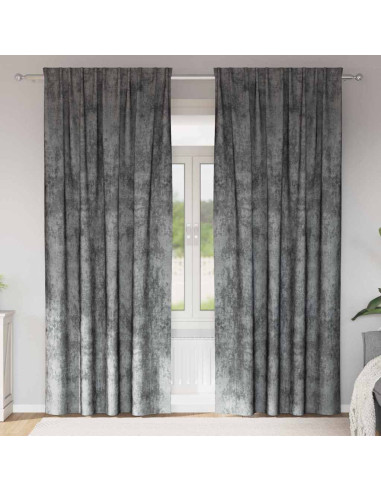 Tende in Velluto con tende 2 pcs Grigio 225 x 140 cm Velluto