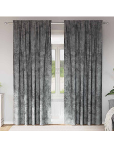Tende in Velluto con tende 2 pcs Grigio 245 x 140 cm Velluto